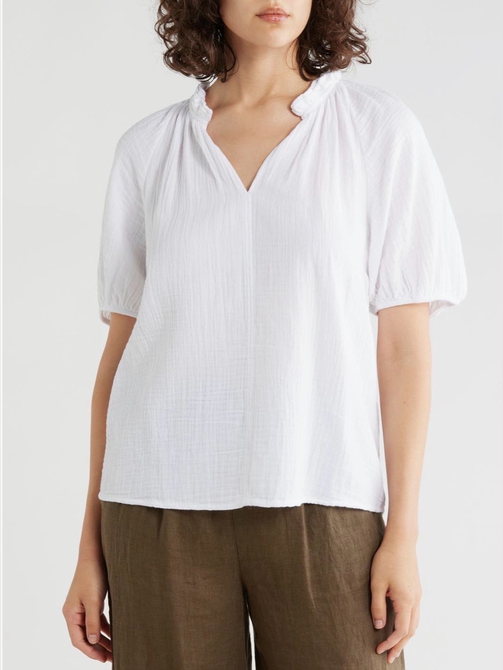 NEW…Caslon Split-Neck Cotton Gauze Top
